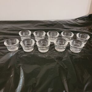 10 pcs of clear thick glass votive candle holders 1.75in tall x 2.75 wide top